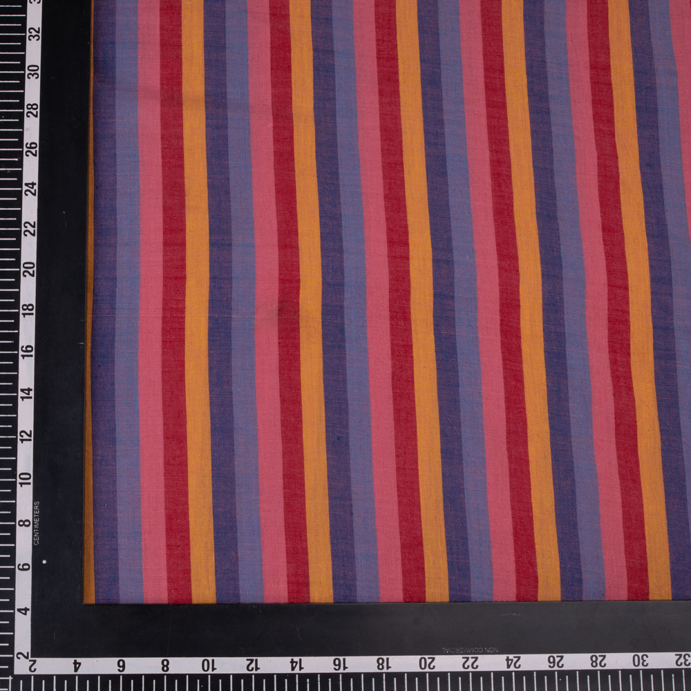 STRIPE MULRICOLOUR PURE COTTON 86 GSM HANDWOVEN FABRIC