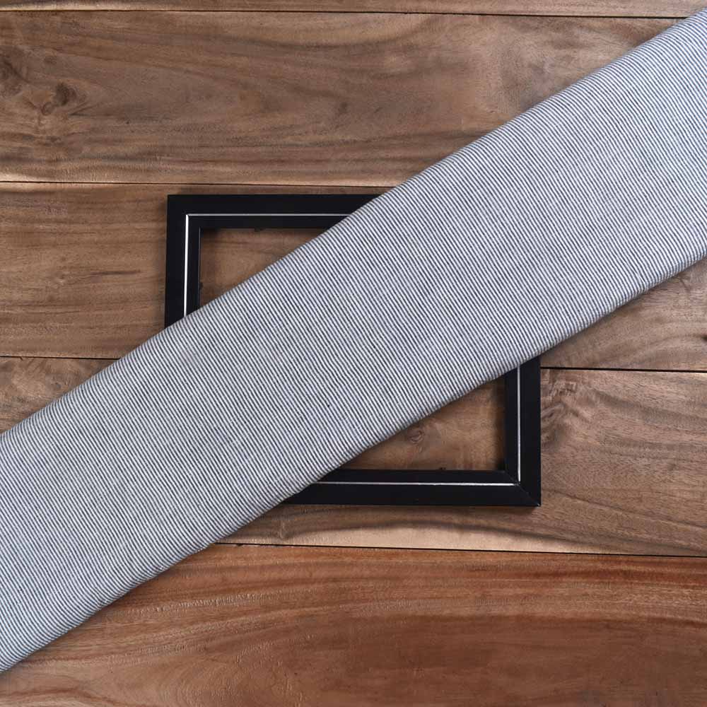 Stripe Grey & White Khadi Cotton 69 GSM Handwoven Fabric
