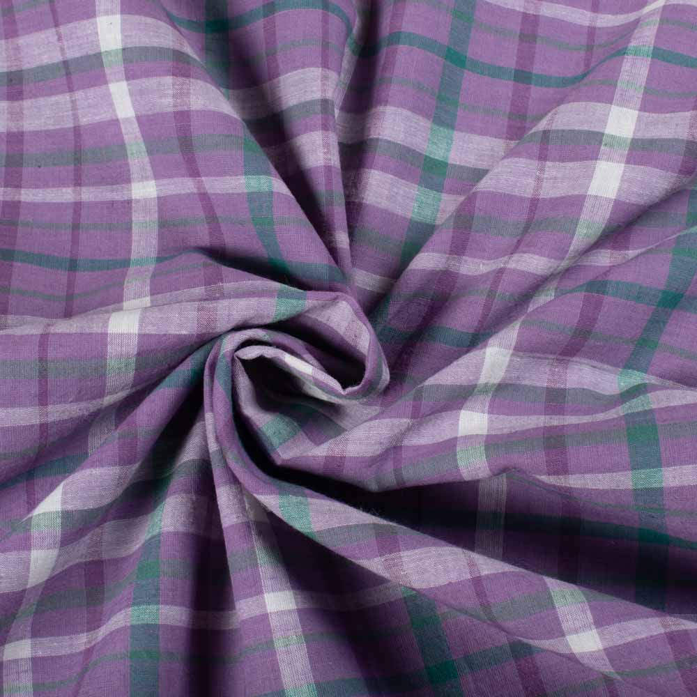 Check Multicolor 70 GSM Pure Cotton Handwoven Fabric 913