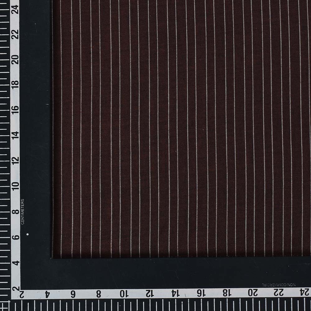 STRIPE BROWN WHITE PURE COTTON 112 GSM HANDWOVEN FABRIC
