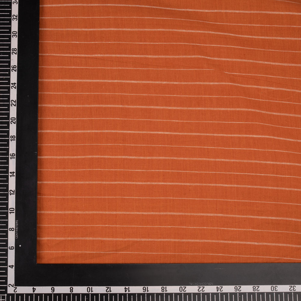PINSTRIPE TANGERINE PURE COTTON 92 GSM HANDWOVEN FABRIC