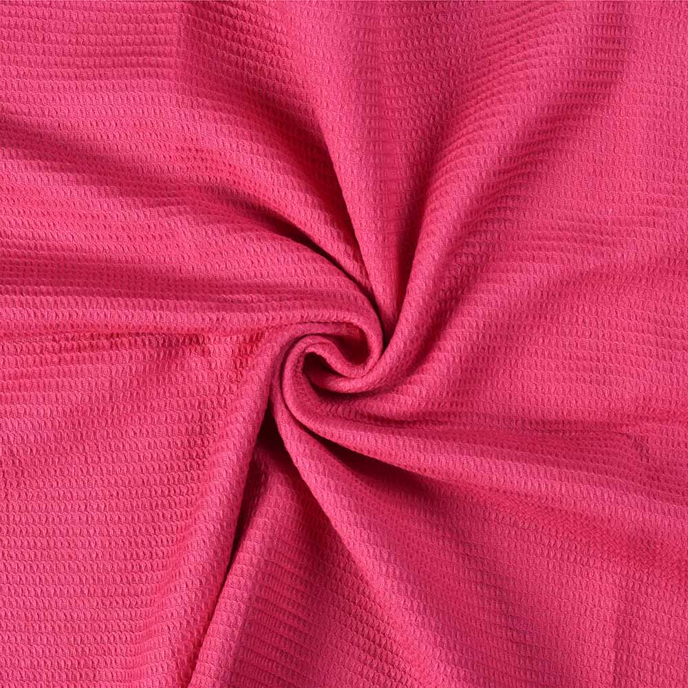 Pink Honeycomb Weave Pure Cotton 122 GSM Handwoven Waffle Fabric 54
