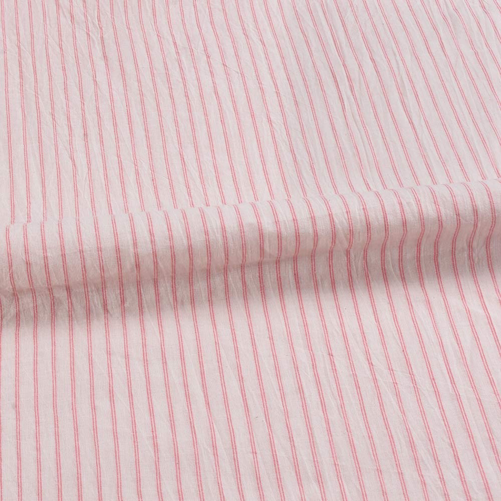 STRIPE PINK PURE COTTON 60 GSM HANDWOVEN FABRIC