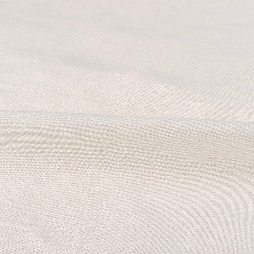 Plain White Linen And Cotton Blend 150 GSM Handwoven Fabric