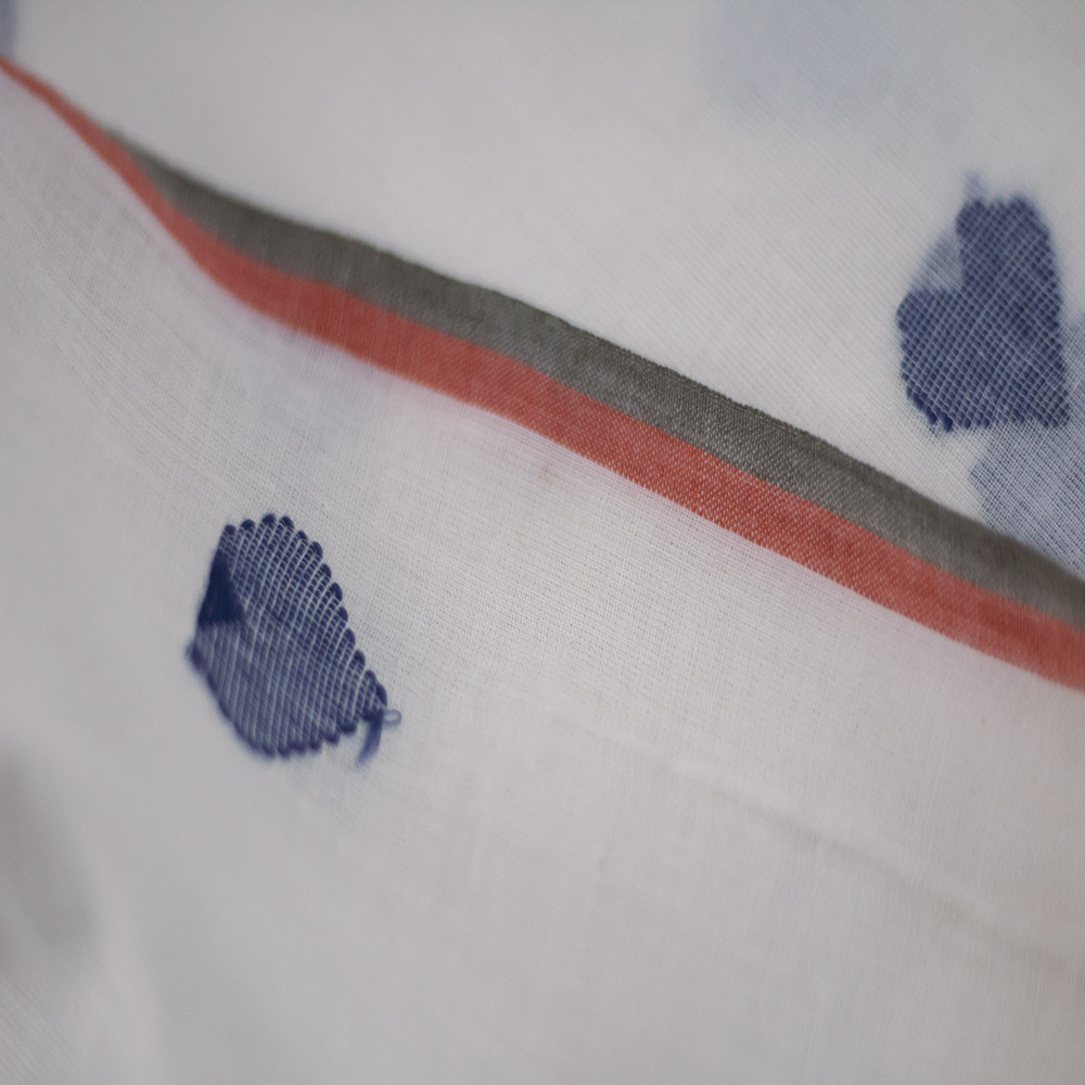 GEOMETRIC HEART CREAM JAMDANI PURE COTTON 55 GSM FABRIC