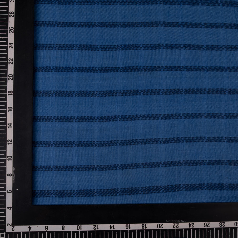 STRIPE TWILL BLUE PURE COTTON 127 GSM HANDWOVEN FABRIC