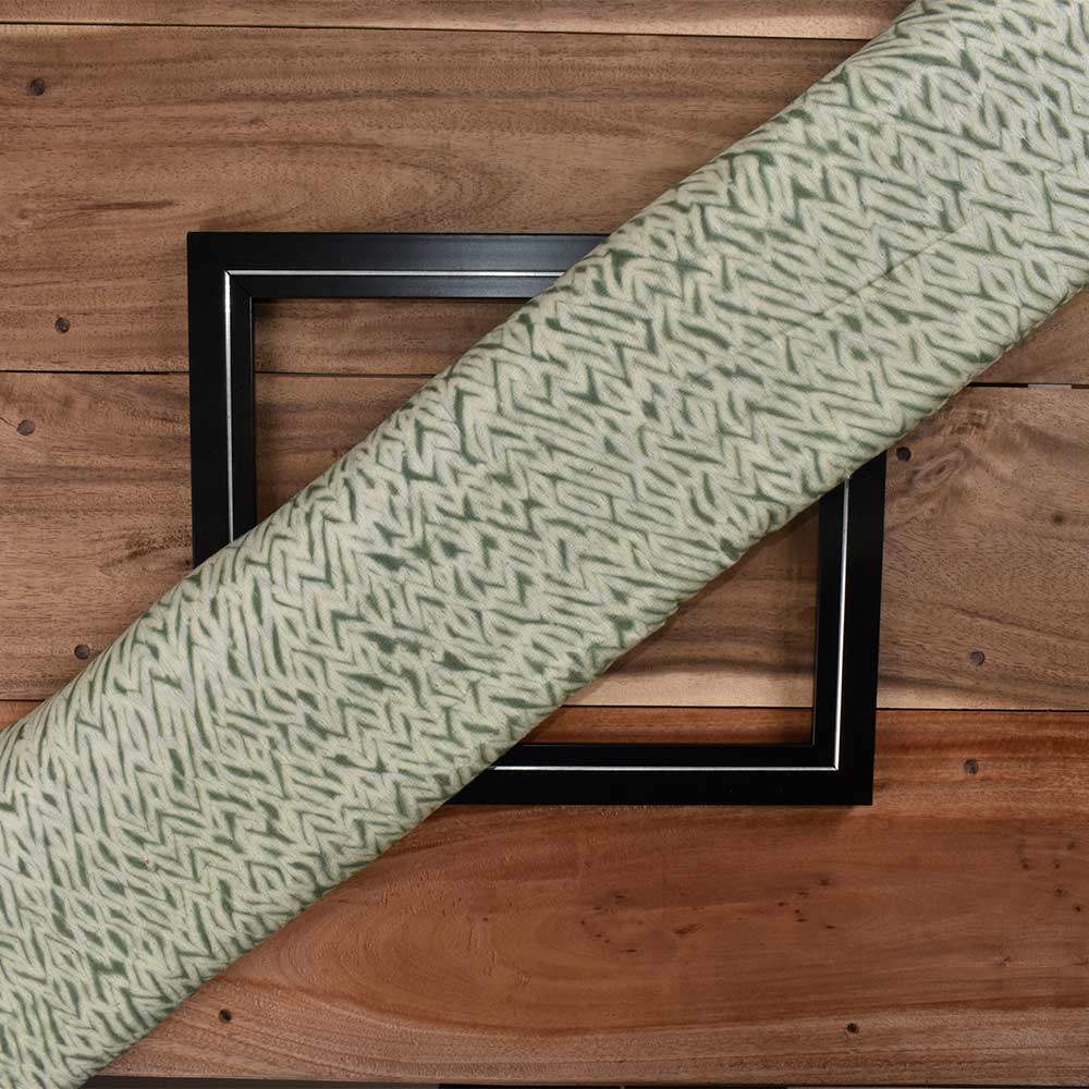 Abstract Dark Green & White Shibori Mercerised Cotton 70 GSM Fabric