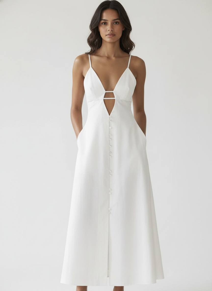 Deep Plunging Neck Line Dress