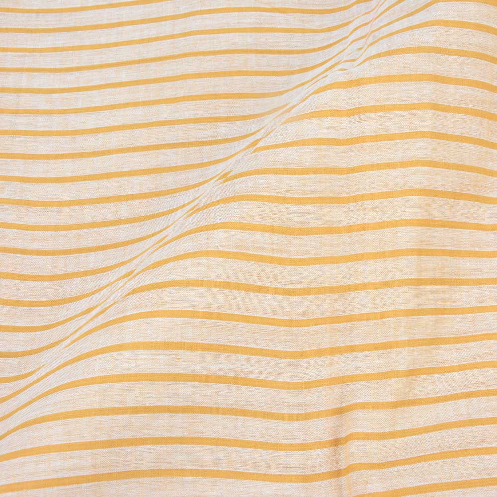 Stripe Beige & Yellow Pure Cotton 70 GSM Handwoven Fabric