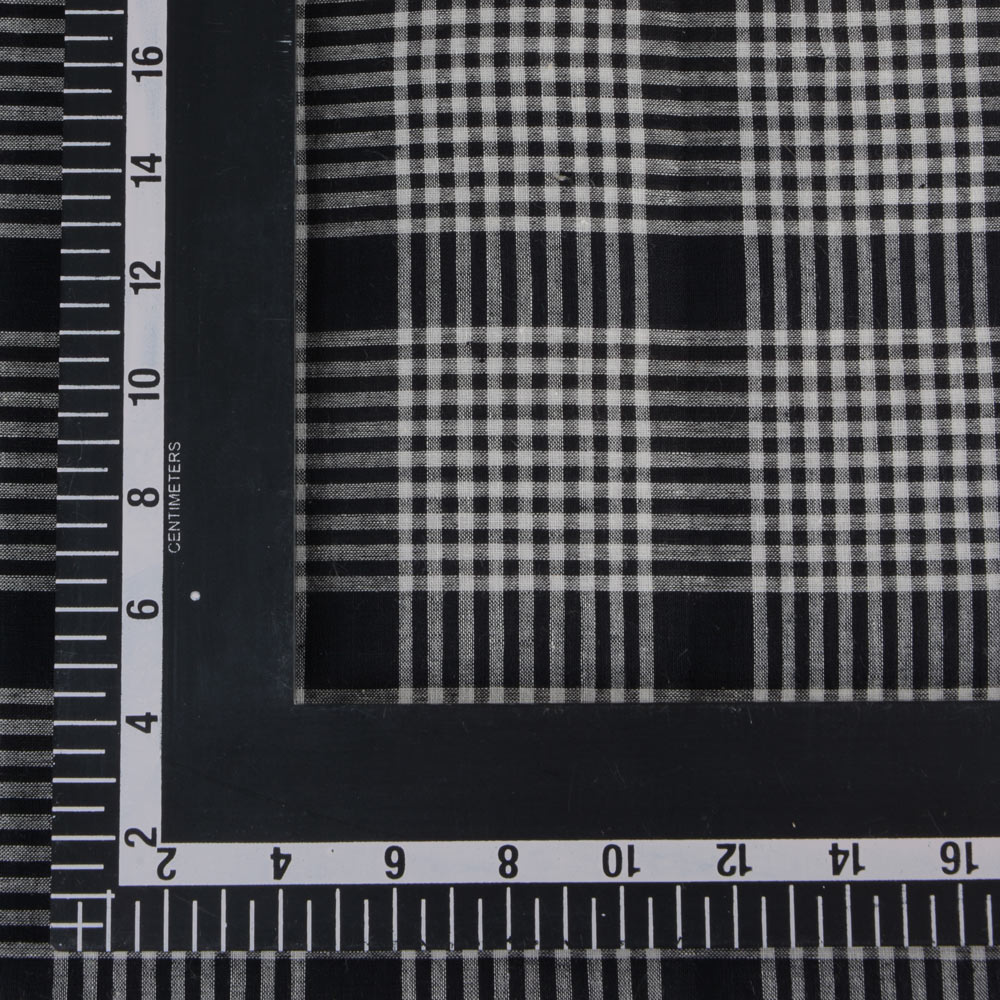CHECK BLACK & WHITE PURE COTTON 60 GSM HANDWOVEN FABRIC