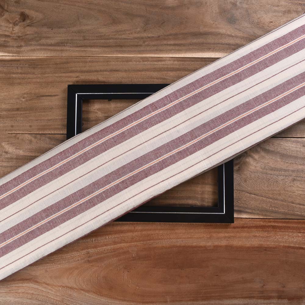 Stripe Cream & Brown Pure Cotton 95 GSM Handwoven Fabric