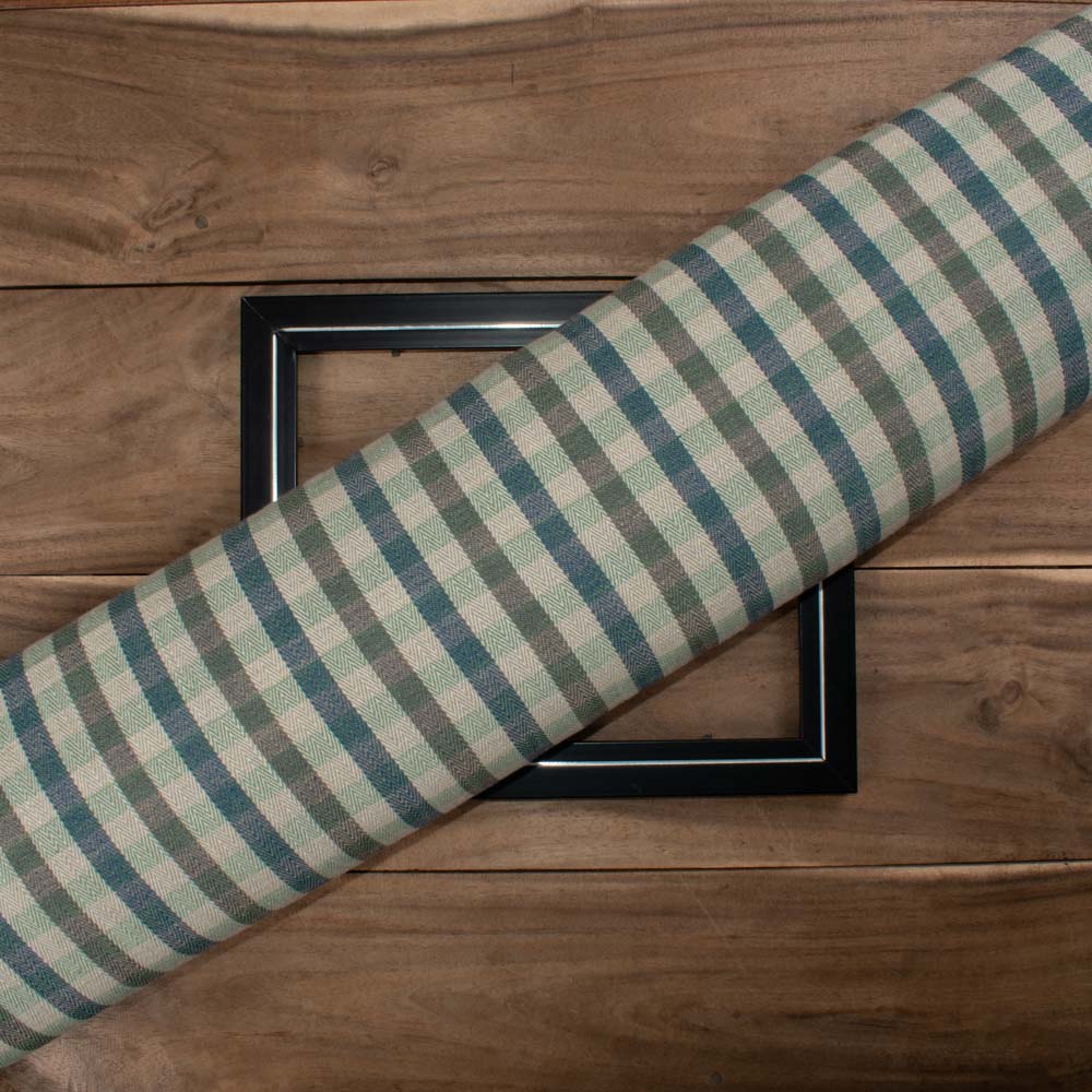 Herringbone Multicolor 165 GSM Khadi Cotton Handwoven Fabric