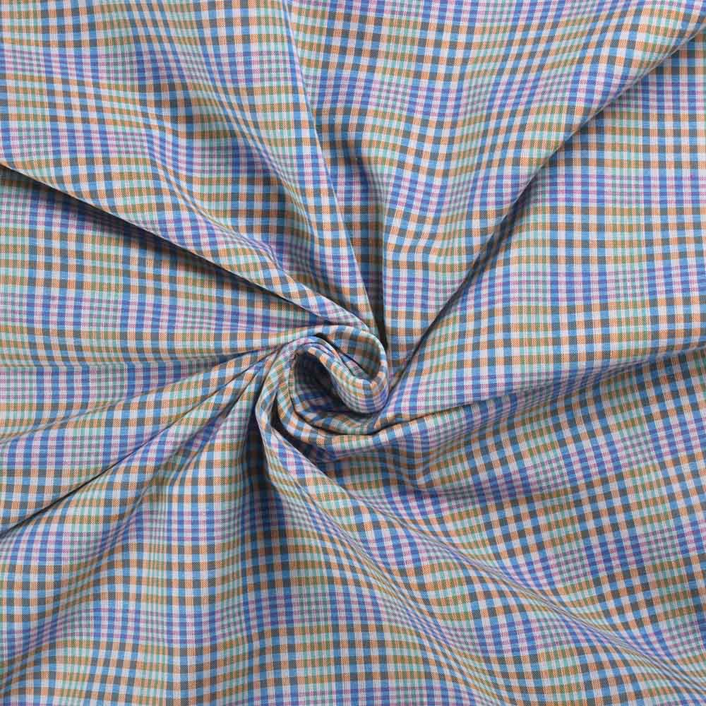 Check Multicolor Pure Cotton 92 GSM Handwoven Fabric