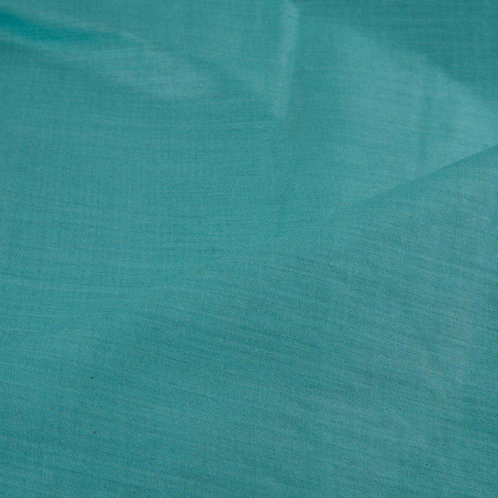 PLAIN TURQUOISE PURE COTTON 92 GSM HANDWOVEN FABRIC