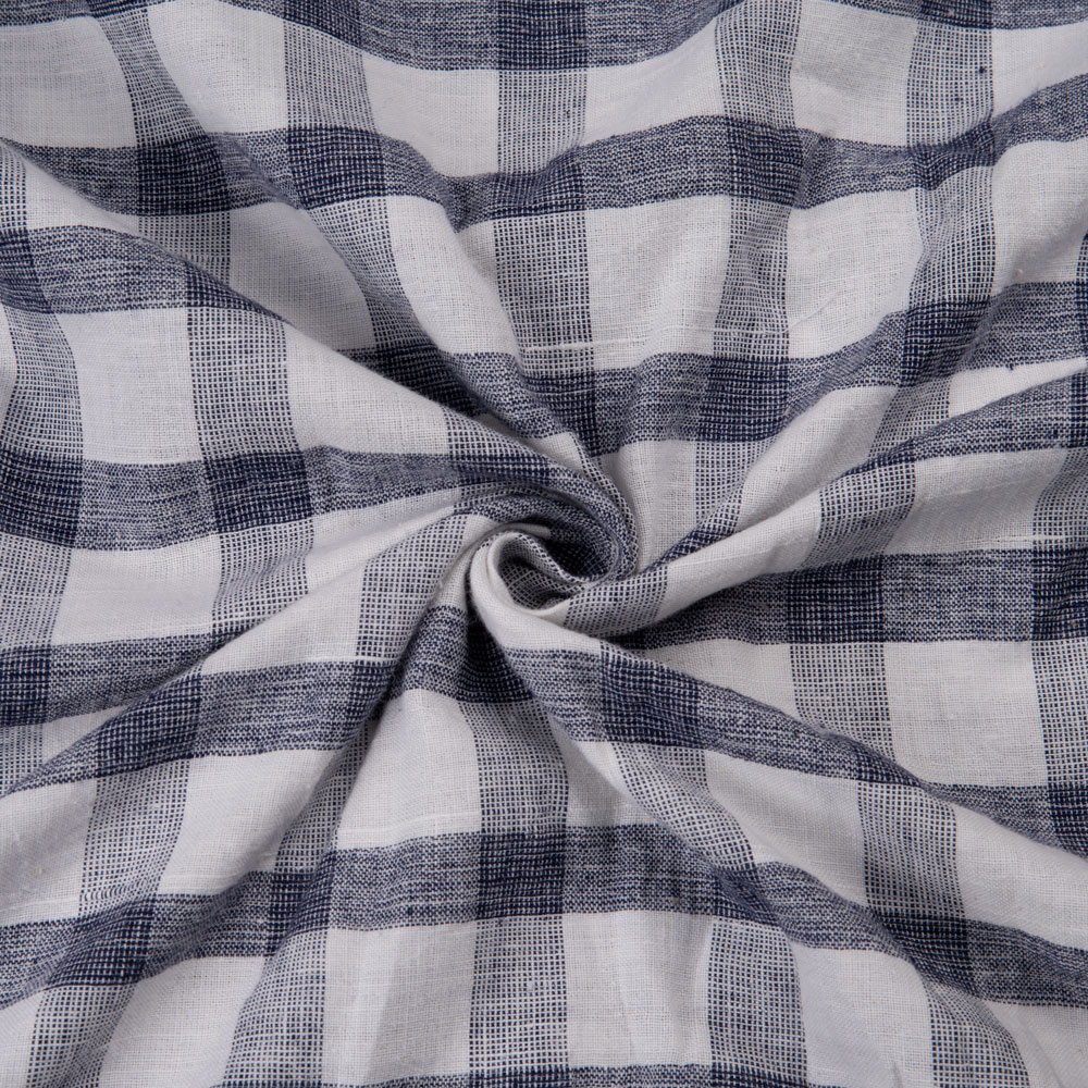 Check Black & White Pure Cotton 104 GSM Handwoven Fabric 266