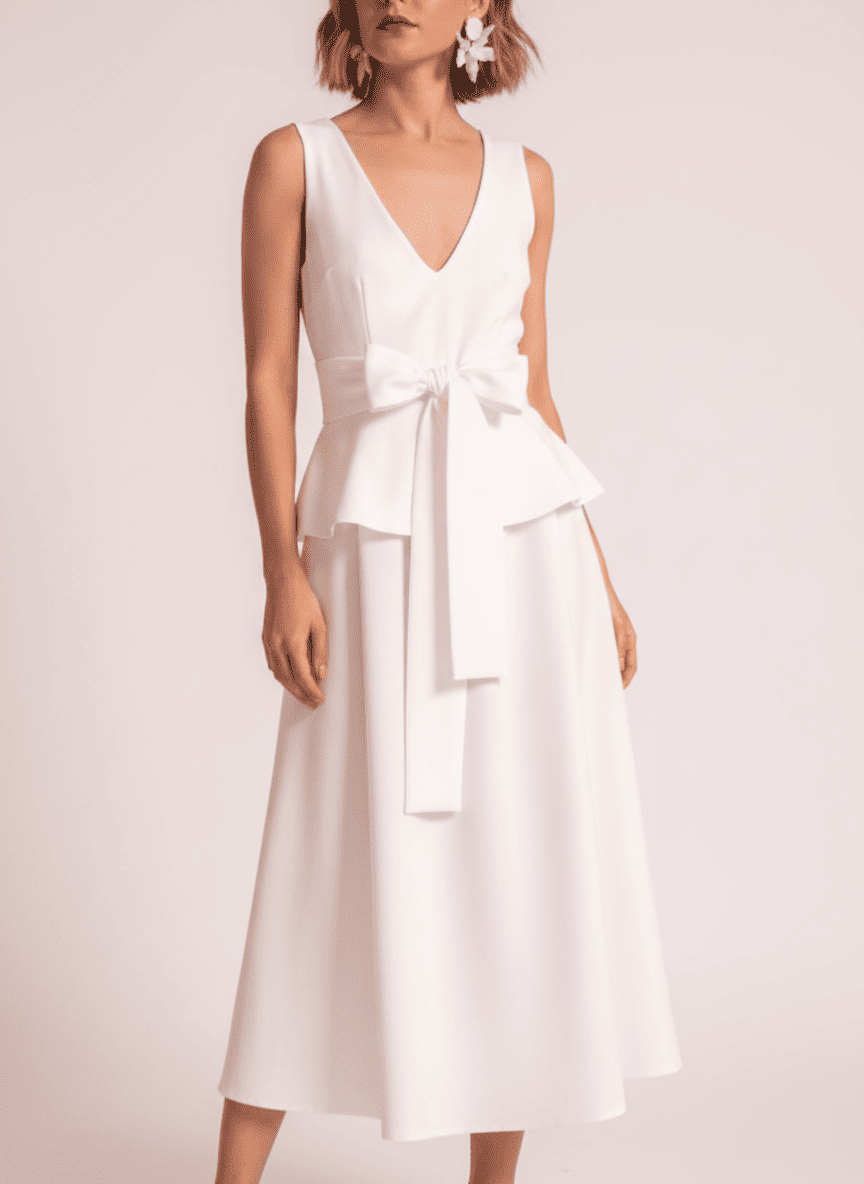 Waist Tie Peplum Midi Dress
