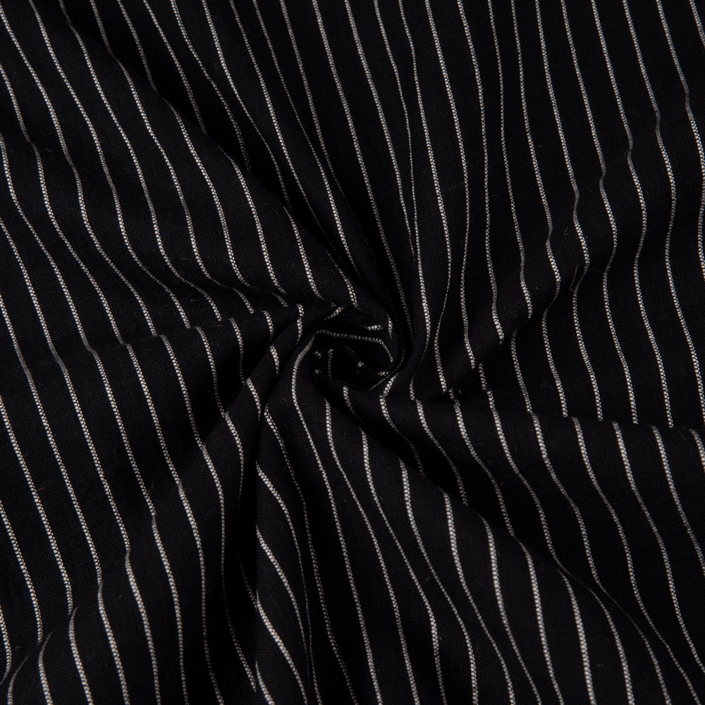 Pinstripe Black Pure Cotton 100 GSM Handwoven Fabric