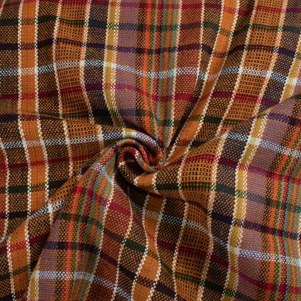 Check Multicolor Pure Khadi 280 GSM Handwoven Fabric 634