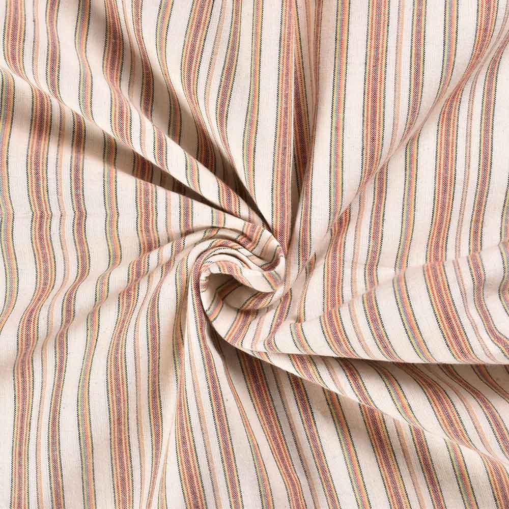 Stripe Multicolour Pure Cotton 108 GSM Handwoven Fabric