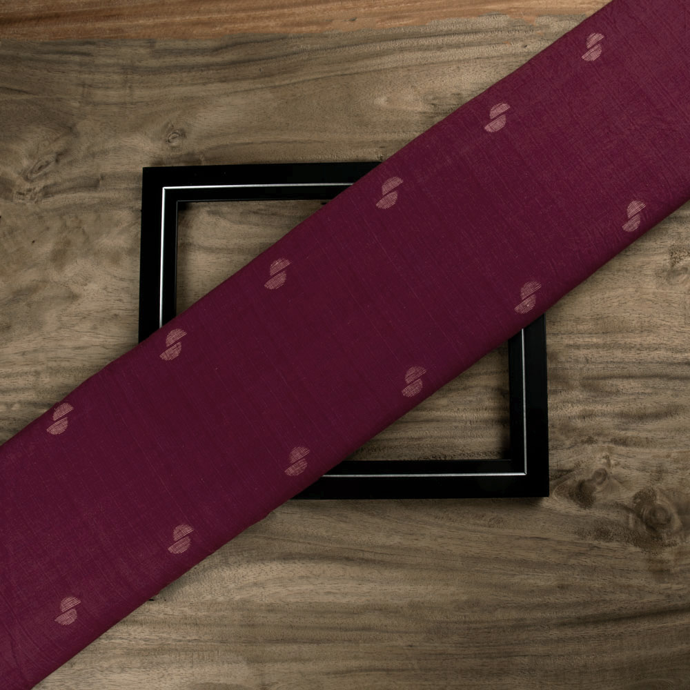 Geometric Maroon Jamdani Pure Cotton 55 GSM Handwoven Fabric