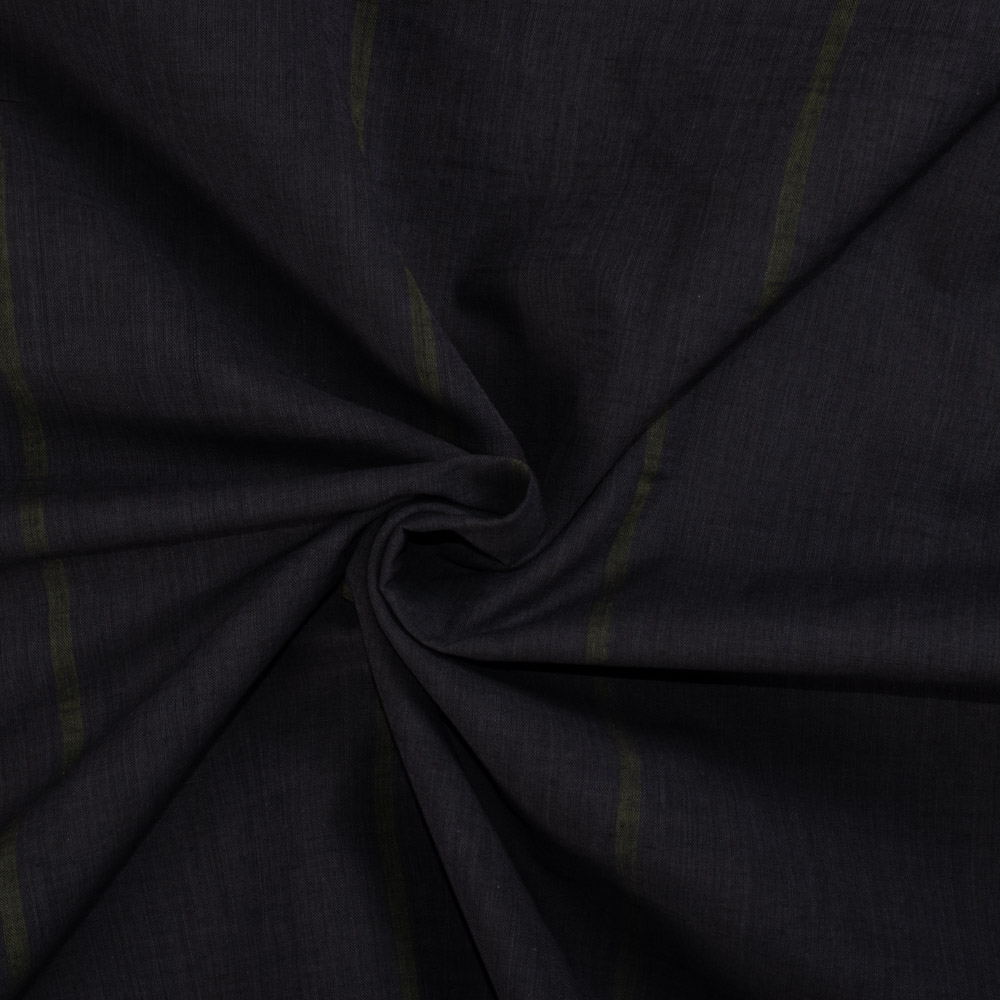 Stripe Grey Olive green Cotton 60 GSM Handwoven Fabric 