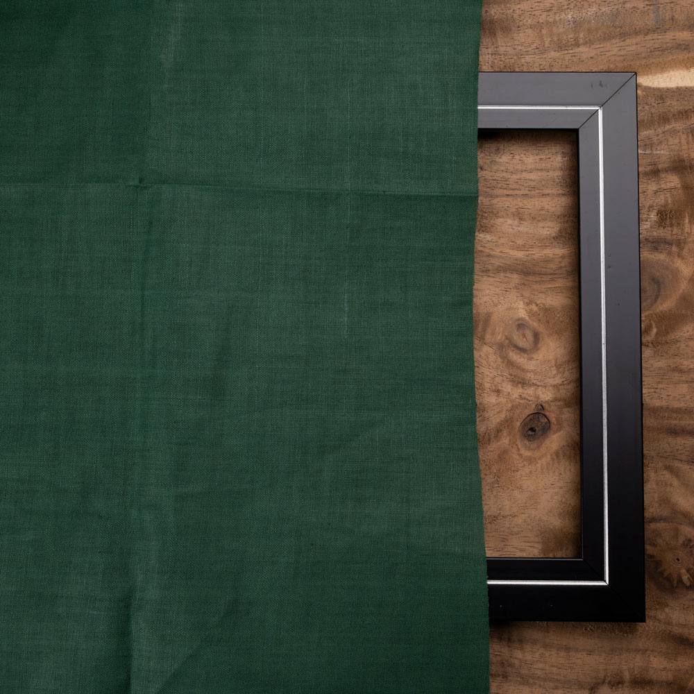 PLAIN GREEN KHADI 122 GSM FABRIC - HANDSPUN & HANDWOVEN H12