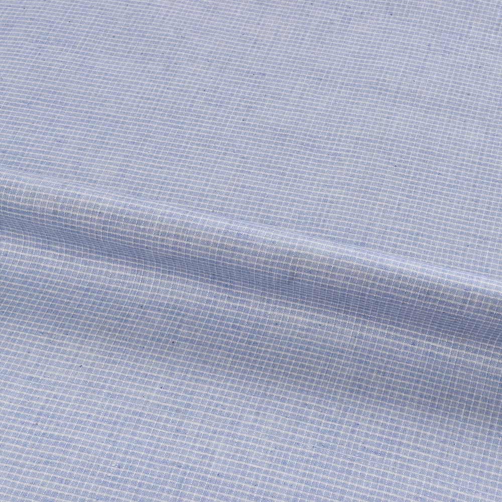 CHECK SKY BLUE PURE COTTON 93 GSM HANDWOVEN FABRIC