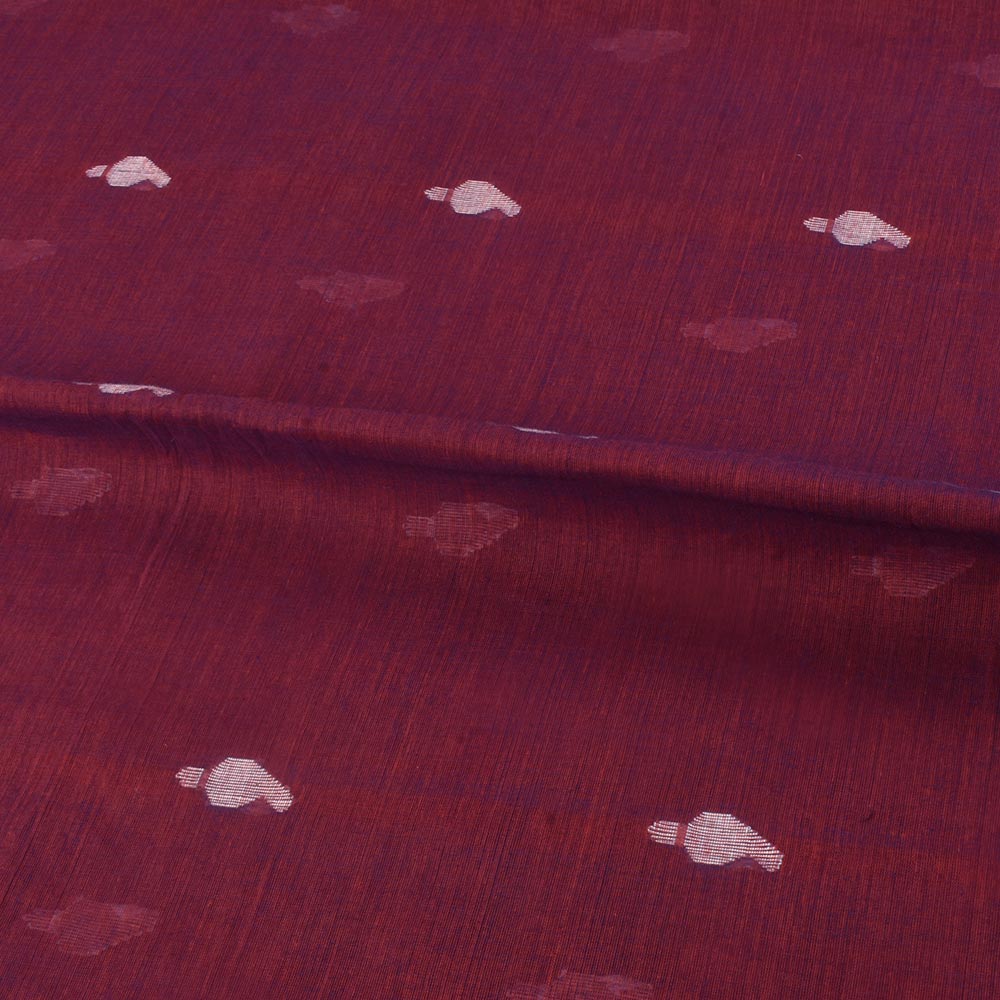 PAISLEY MAROON JAMDANI PURE COTTON 52 GSM HANDWOVEN FABRIC