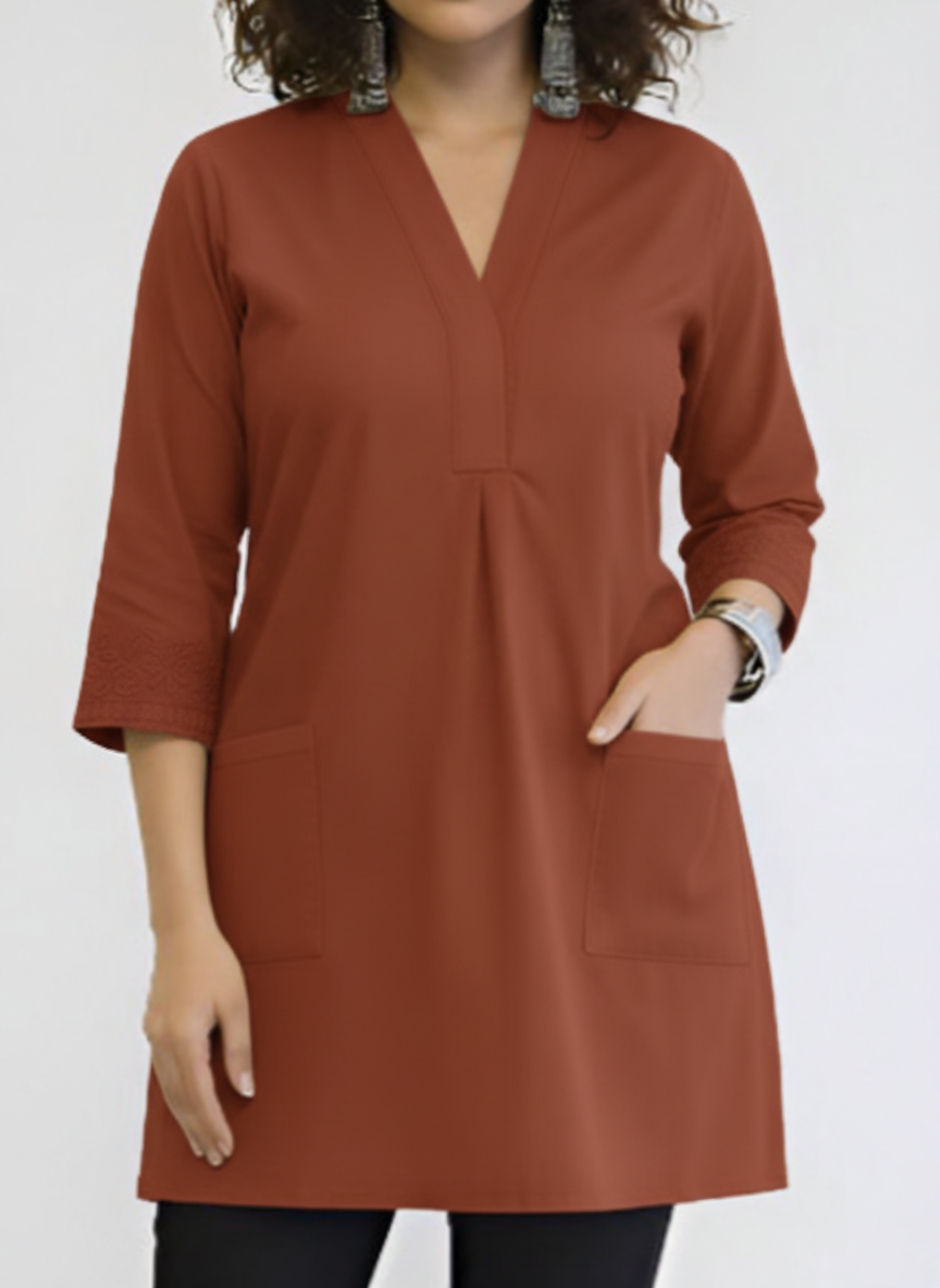 V-Neck Pleated Top