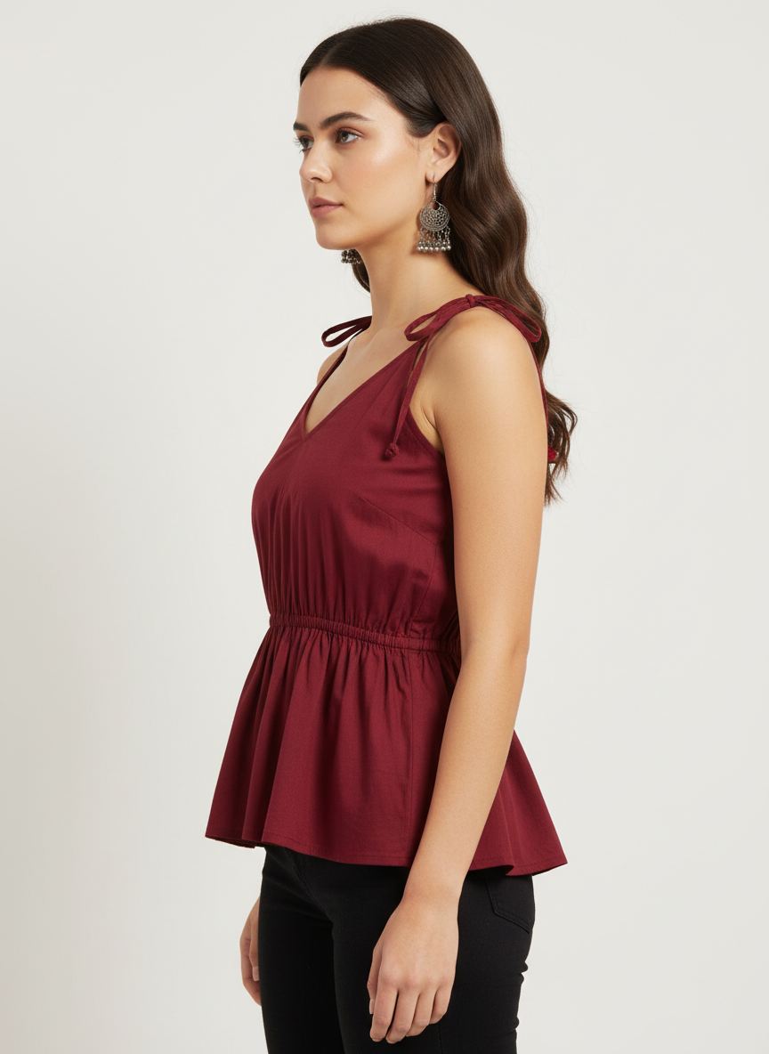Tie Up Spaghetti Sleeve Top