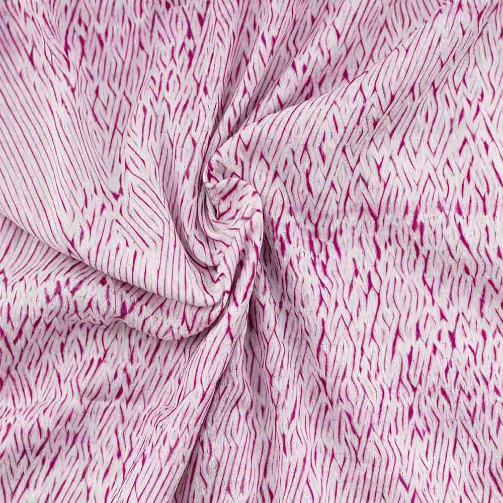 Abstract Pink & White Shibori Mercerised Cotton 70 GSM Fabric
