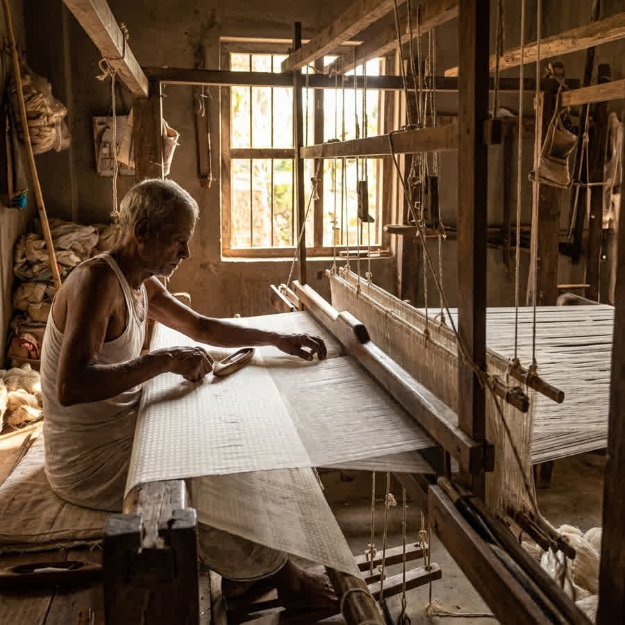 Powerloom vs. Handloom: The Carbon Impact of Human-Powered Weaving — Anuprerna handloom