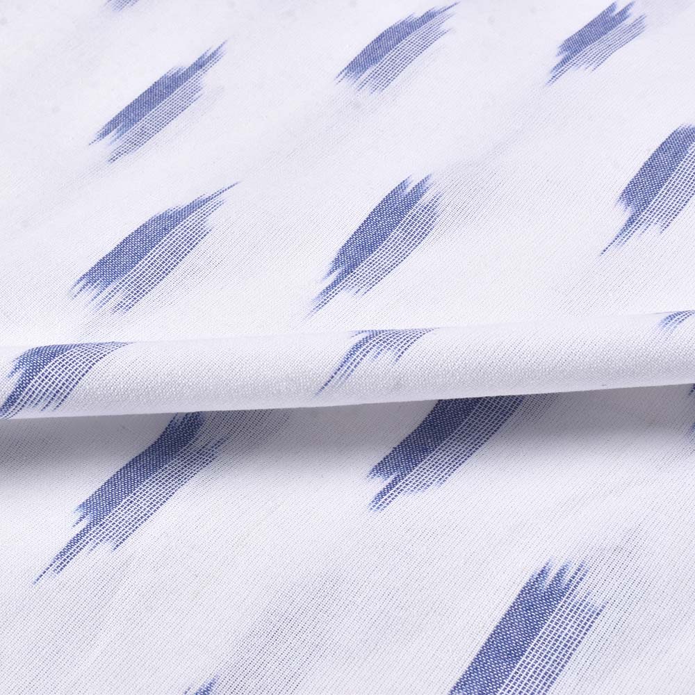 WHITE IKKAT PURE COTTON 110 GSM HANDWOVEN FABRIC