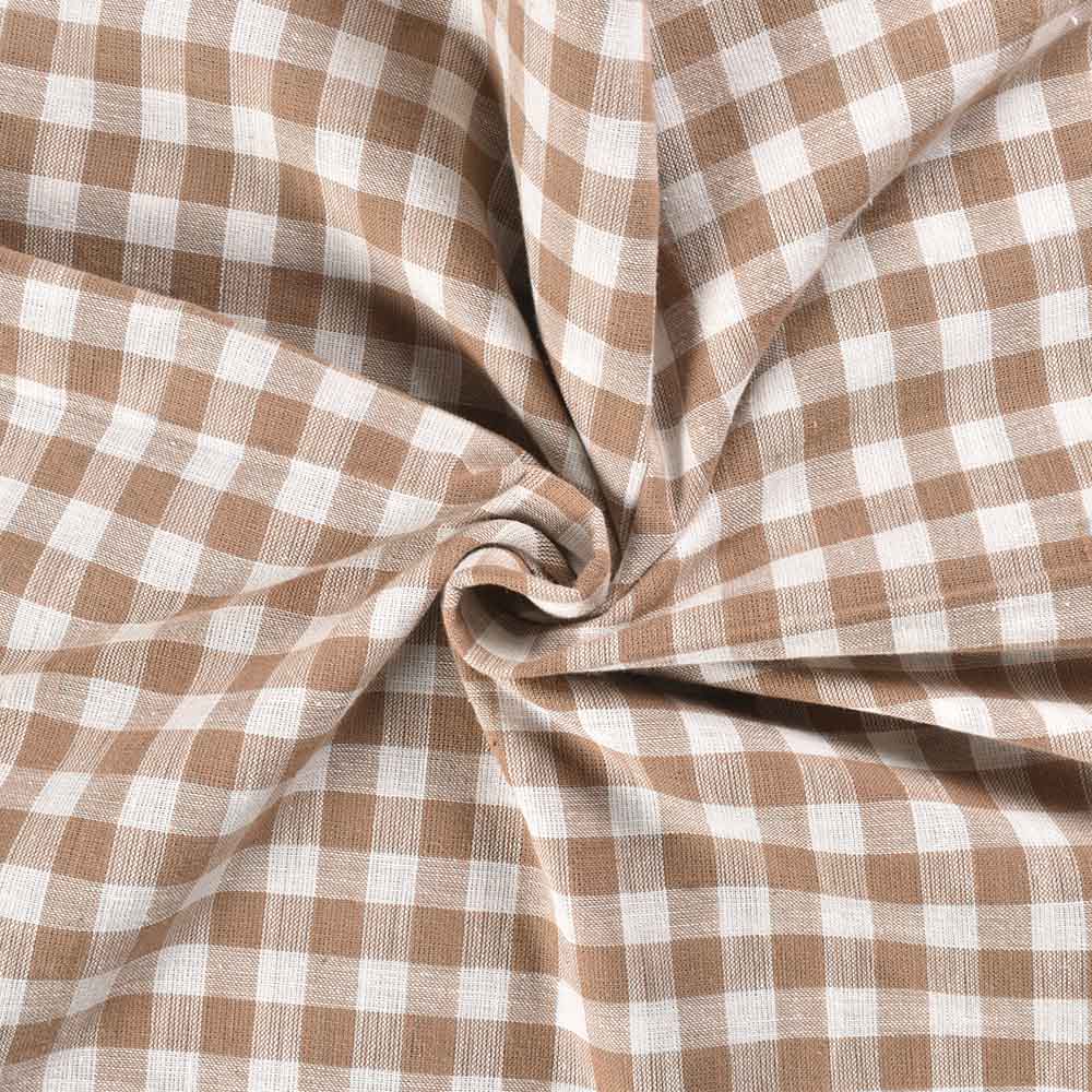 Check White Cream Pure Khadi 120 GSM Handwoven Fabric