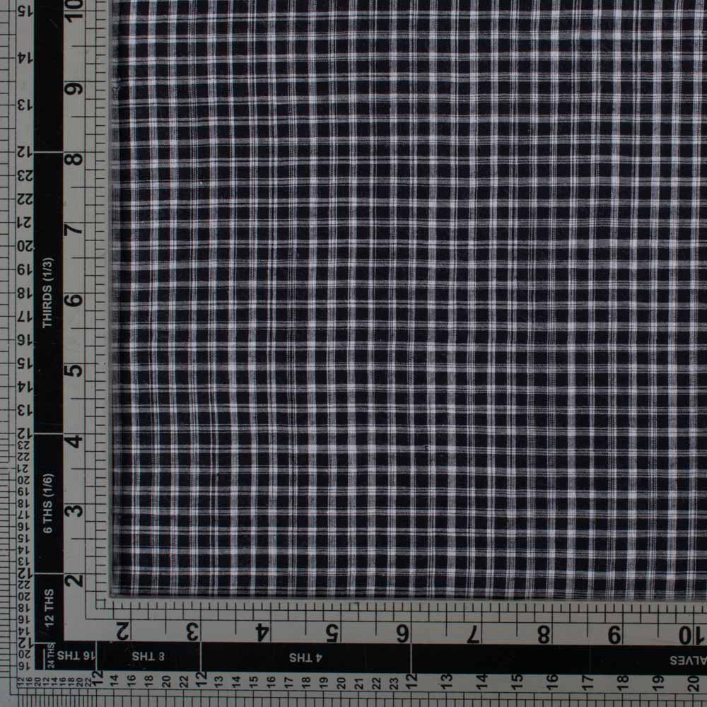 CHECK BLACK & WHITE PURE COTTON 65 GSM HANDWOVEN FABRIC