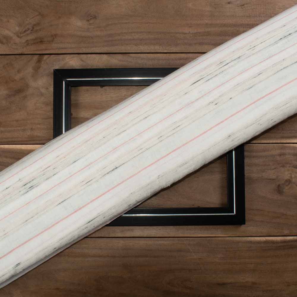 Stripe White Pink Black Yarn Tie Dye 90 GSM Khadi Cotton Handwoven Fabric