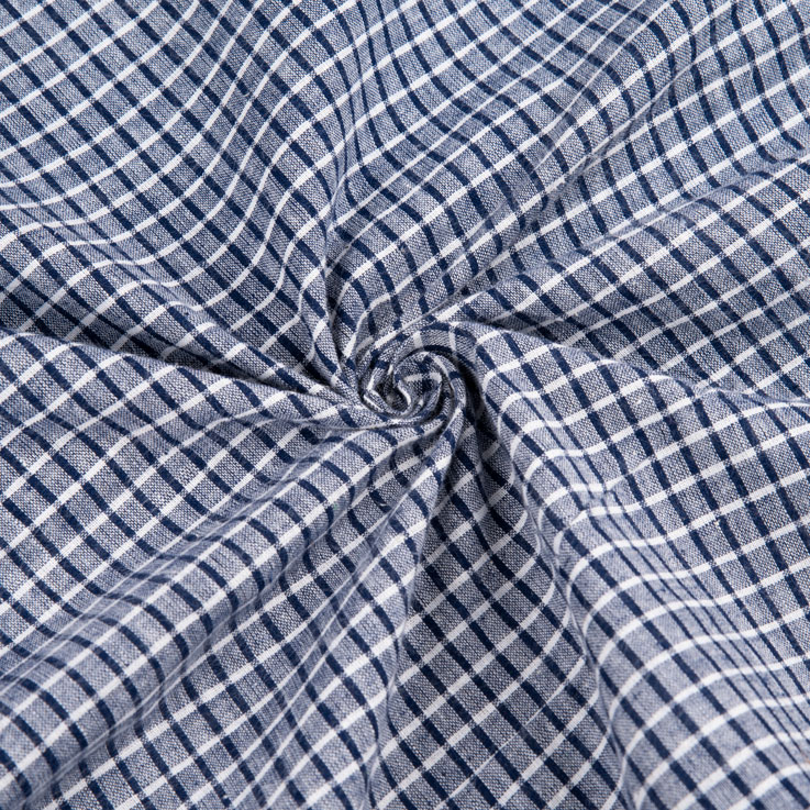 Check Blue White Pure Cotton 95 GSM Handwoven Fabric 190