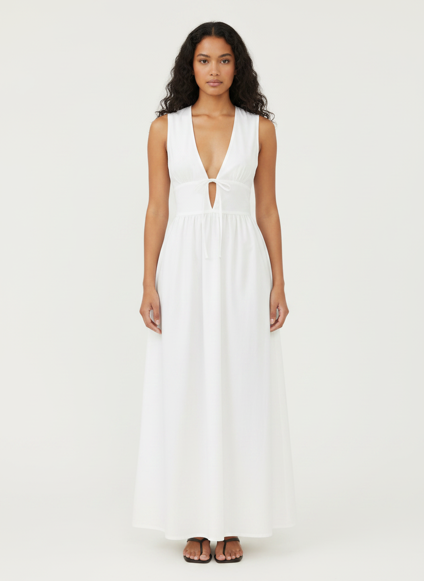 Deep V Neck With Cut Out Long Dress