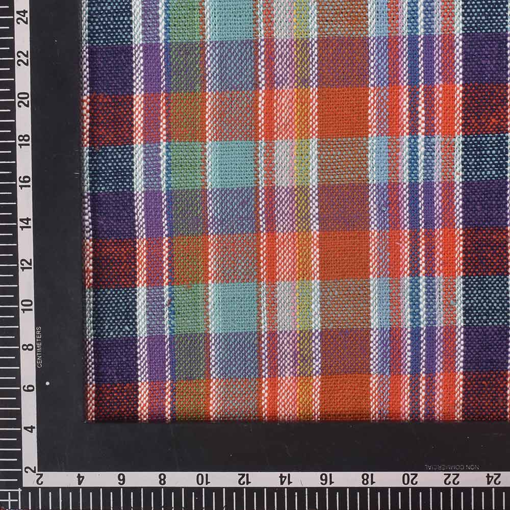 CHECK MULTICOLOR PURE KHADI 260 GSM HANDWOVEN FABRIC