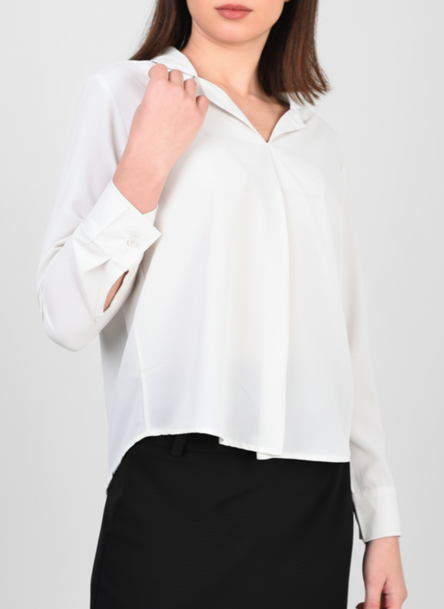 Pleated Cuffed Shirt Top