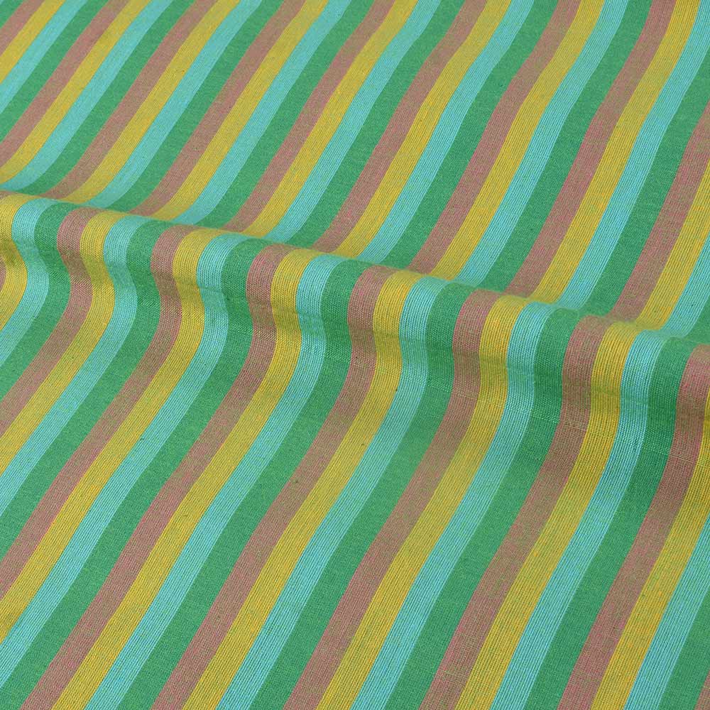STRIPE MULTI COLOR PURE COTTON 80 GSM HANDWOVEN FABRIC 246
