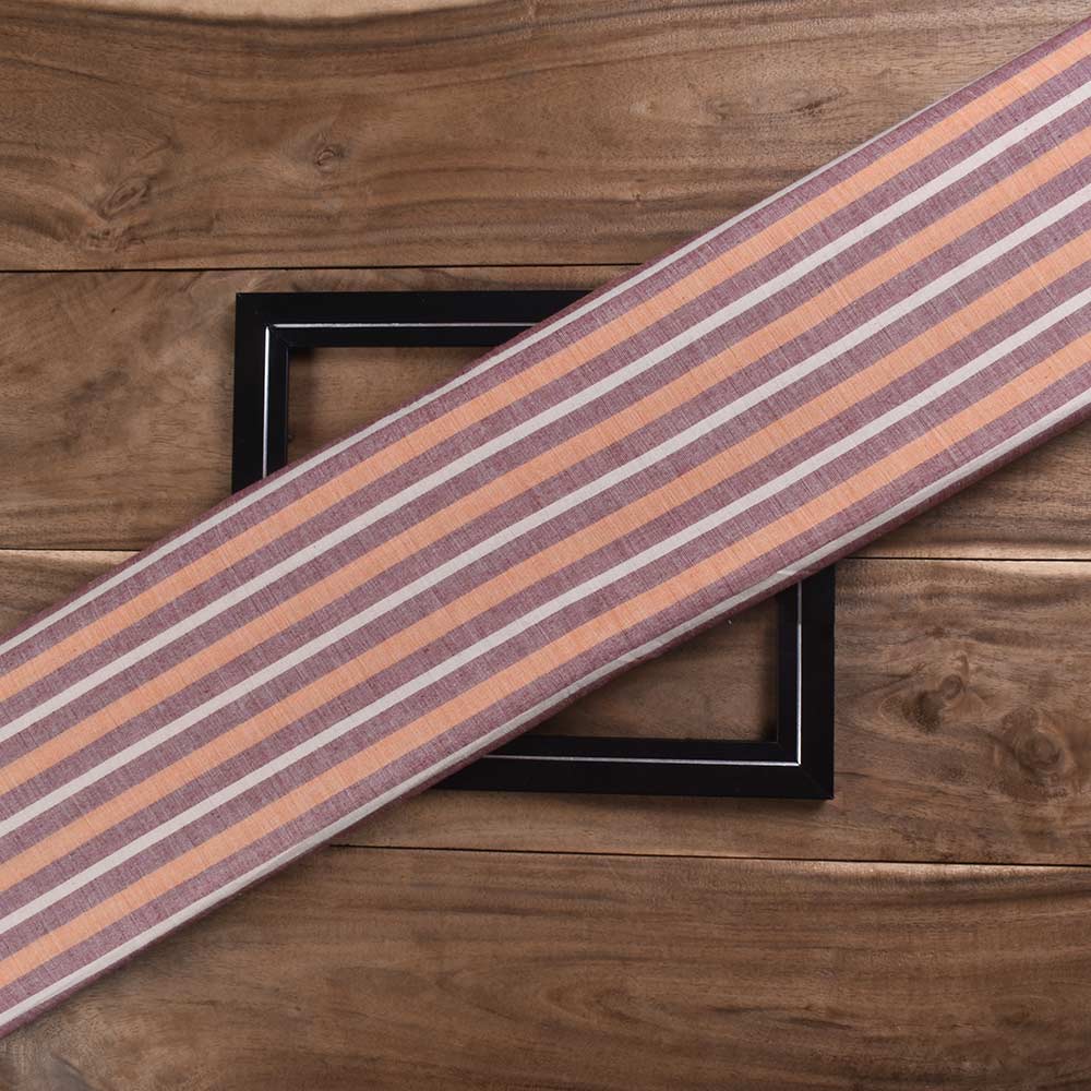 Stripe Brown Cream and Orange Pure Cotton 103 GSM Handwoven Fabric