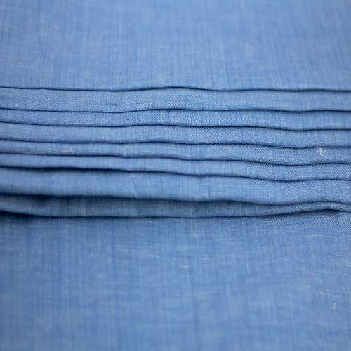 CHAMBRAY BLUE KHADI COTTON 92 GSM HANDWOVEN FABRIC AS20