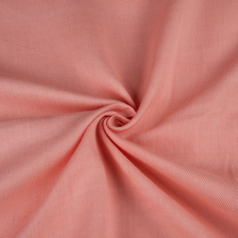 Solid Satin Twill Coral Pink Pure Cotton 102 GSM Handwoven Fabric