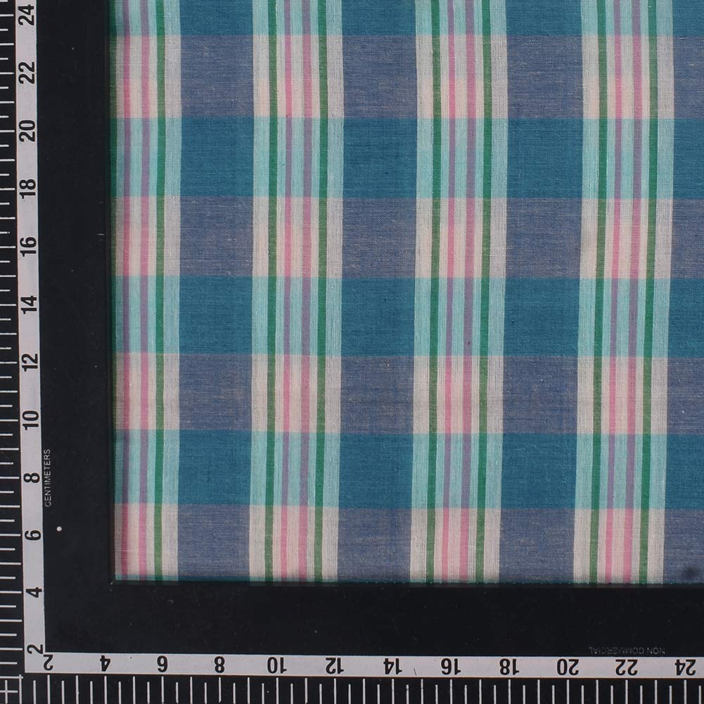 CHECK MULTICOLOR PURE COTTON 58 GSM HANDWOVEN FABRIC