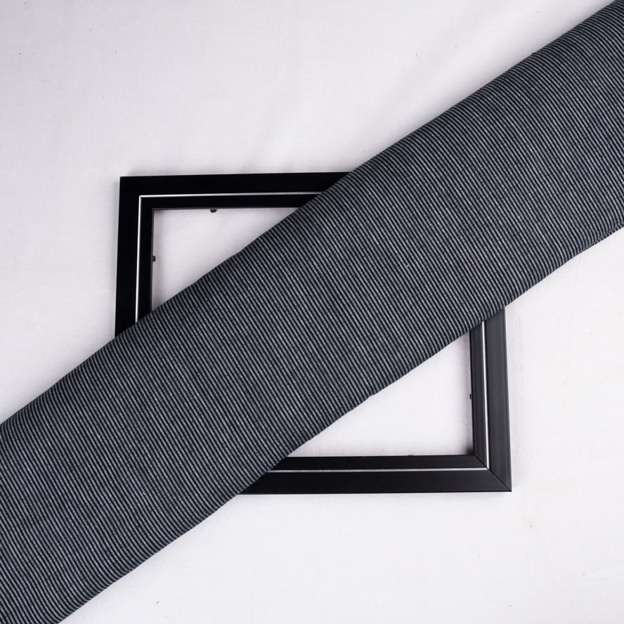 Pinstripe Black Pure Cotton 73 GSM Handwoven Fabric