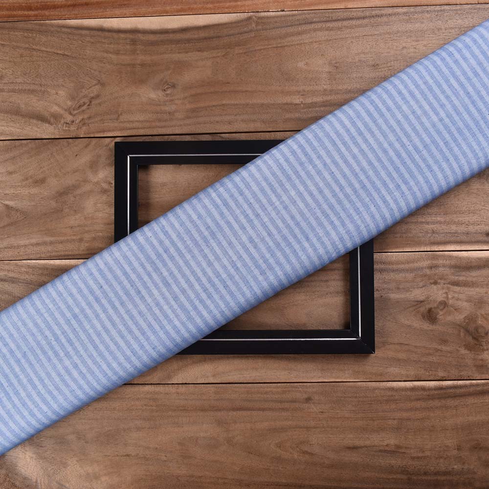 Stripe Blue Pure Cotton 85 GSM Handwoven Fabric