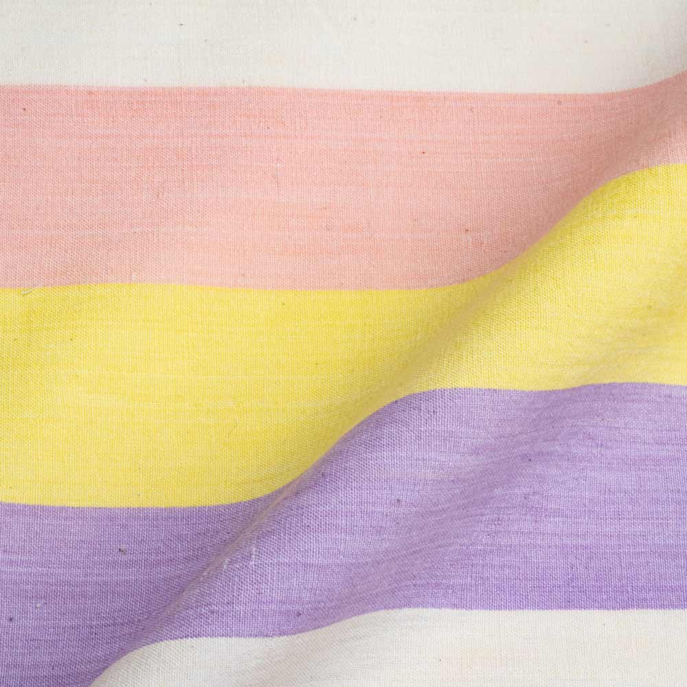 STRIPE MULTICOLOUR PURE COTTON 133 GSM HANDWOVEN FABRIC