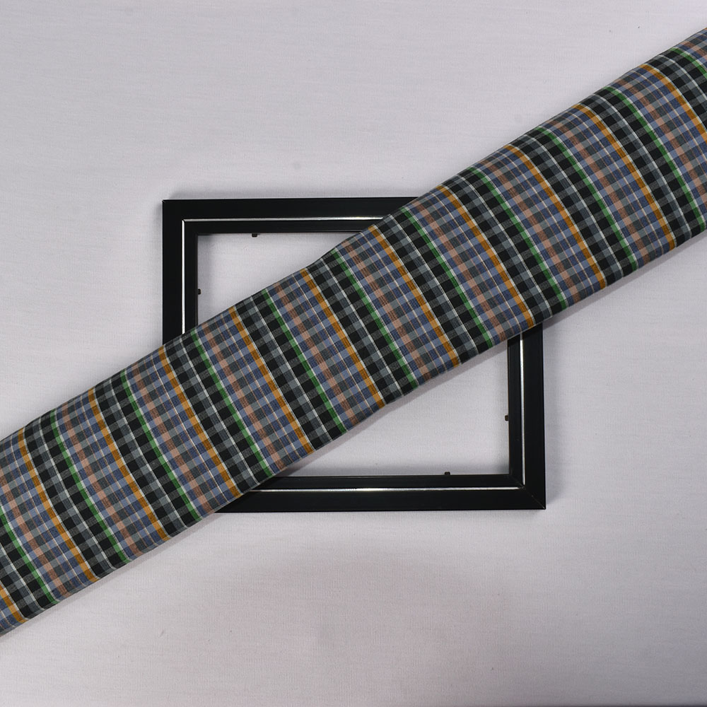 Check Multicolor Pure Cotton 105 GSM Handwoven Fabric