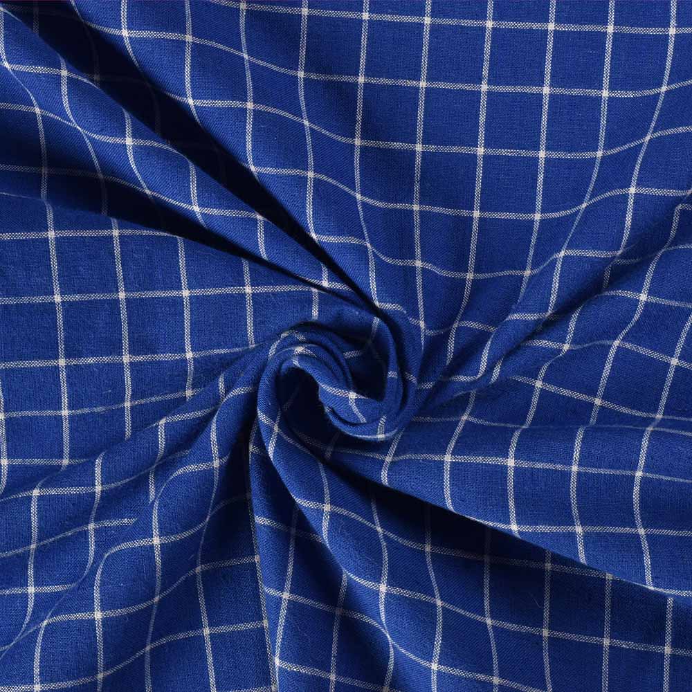 Check Blue White Pure Cotton 94 GSM Handwoven Fabric 478